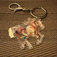 アクリルキーホルダー　馬　モザイク