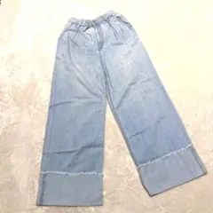 タックデニム　バギーパンツ　ライトブルー　アダストリア　ウエストゴム