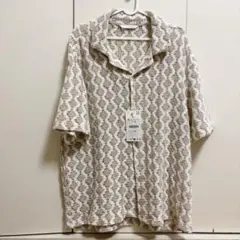 【新品・未使用品】　ZARA クロシェ編み　半袖シャツ　ベージュ　XLのサムネイル