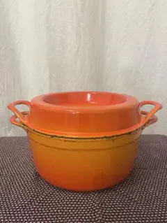 フランスアンティーク　ヴィンテージ ルクルーゼ　初期型　オリジナル　コケル二段 c41d6a6e15bc6ed50b88de3aa3fee5