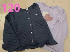 petit mainプティマイン キルティングジャケット・トレーナー2点セット