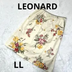 美品 LEONARD 花柄 カンカン スカート アイボリー LLのサムネイル
