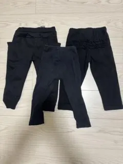 【90サイズ】ベビー・キッズ パンツ 3枚セット（西松屋含む）黒 まとめ売り