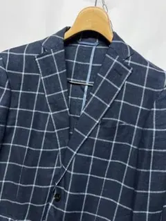 綺麗 ユニバーサルランゲージ リネン テーラードジャケットウインドウペーン 44