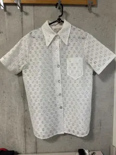 SULLEN ホワイト刺繍半袖シャツ　シアーシャツのサムネイル