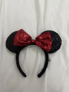 ミニーマウス カチューシャ 黒と赤