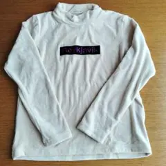 150 ベロア　長袖カットソーハイネック　オフホワイト　Reykjavík刺繍