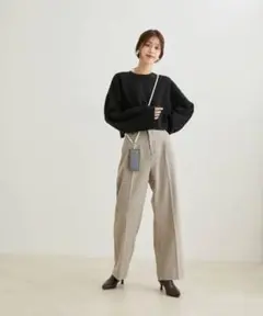 ストレートパンツ　VIS ビス　チェック　ウエストゴム　オフィスカジュアル