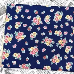 オックス生地 花柄 ブルー 2m SALE