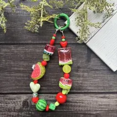 バックチャーム　バックストラップ　じゃらじゃらストラップ　スイカ