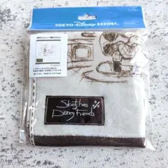 新品 ディズニーリゾート ミニタオル スケッチ柄 ミッキーマウス 綿100%
