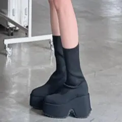 【GRL】厚底ニットミドルブーツ