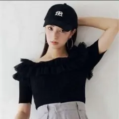 【超美品】スナイデル SNIDEL チュールボリュームフリルニットプルオーバー