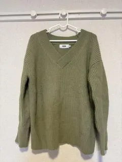 Azul by moussy グリーン Vネック セーター