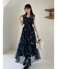 値下げ可能　FRAY I.D シアーフラワープリーツワンピース
