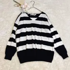 1280〈マーベラスバイピエロ〉L/長袖/ボーダー/Vネック/大きいサイズのサムネイル
