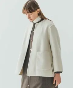 LE GLAZIK ルグラジック エアリーウール リバーノーカラーコート