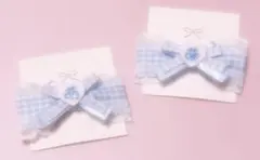 リボンクリップ ブルー ハート 量産型 地雷系 サブカル 天使界隈 平成女児