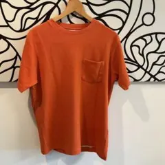 ikka メンズ ポケットTシャツ オレンジ M