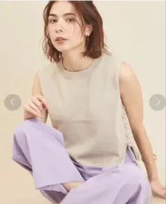 【美品】BEAUTY&YOUTH レースアップノースリーブニット