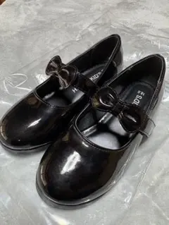 【美品】フォーマルシューズ 18cm 女の子 リボン エナメル ブラック