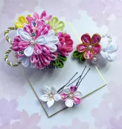 つまみ細工髪飾り 七五三成人式 和装　卒業式 前撮り　お祭り　着物小物 謝恩会