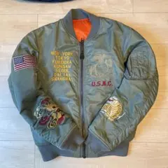 希少 アヴィレックス MA-1 刺繍 ワッペン フライトジャケット L トラ 龍