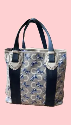ヴィンテージセリーヌ　CELINE トートバッグブルー