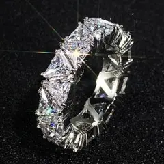 1138★限定入荷★シルバー S925リング フルエタニティ 三角カット 13号