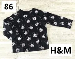 H&M ミッキー　総柄　ブラック　長袖　Tシャツ　ロンT ベビー服　子供服　86
