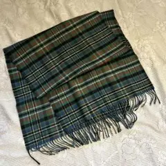 チェック柄ストール ／マフラー 毛100%(カシミヤ入り)