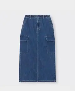 GU ダークブルーデニムカーゴスカート S