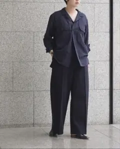 美品】RIM.ARK Long light round shirt ネイビー - メルカリ