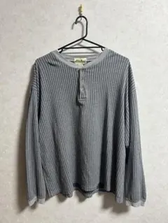【90s Eddie Bauer】ヘンリーネック ロンT XL グレー