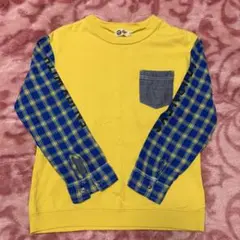 長袖カットソー イエローと青のチェック