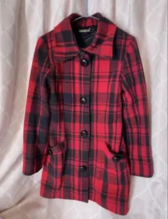 【新品未使用】チェック柄コートMサイズレッド　ブラック冬物ギャル系INGNI系