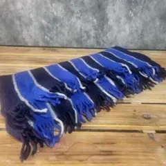 renoma レノマ ブルー系 ストライプマフラー 上品防寒