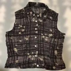 【最終値下げ】STRAWBERRY FIELDS 花柄ノースリーブシャツキュプラ