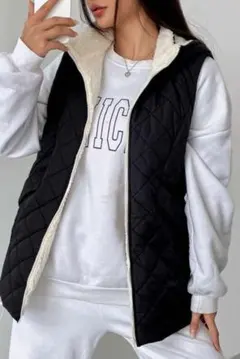 【新品未使用】SHEIN EZwear フード付き ベストミドル丈ジャケット