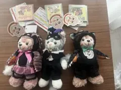 ダフィー、シェリーメイ、ジェラトーニ、ハロウィンぬいぐるみバッジ3点セット