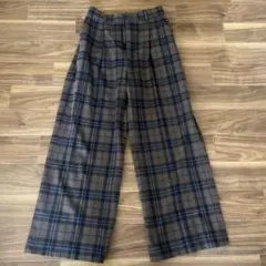 Vis ビス ハイウエストチェックワイドパンツ 秋冬 カジュアル ウエストゴム