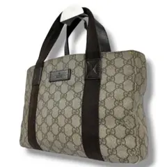 GUCCI グッチ ロゴプレート GGスプリーム ハンドバッグ PVC ベージュ