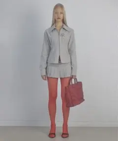 sculptor コットンプリーツマイクロスカート ライトグレー