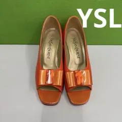 Yves Saint Laurent オレンジ オープントゥパンプス