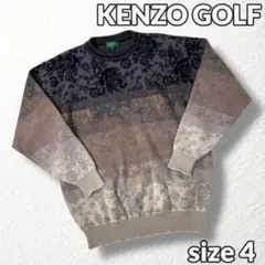 【KENZO GOLF】ゴルフ ニットセーター 花柄 総柄 ウール グレー系 4