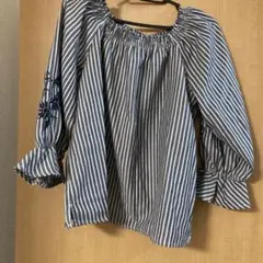 しまむら　ブラウス　ストライプ