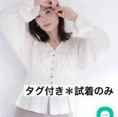 最終値下げ【試着のみ】ナチュラルビューティーベーシック Vネックギャザーブラウスのサムネイル