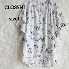 CLOSSHI　ブラウス　トップス　白花柄　半袖　SizeL　しまむらのサムネイル