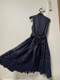 ネイビー Aライン パーティードレス M