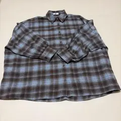 チェック柄長袖シャツ ブラウンブルー